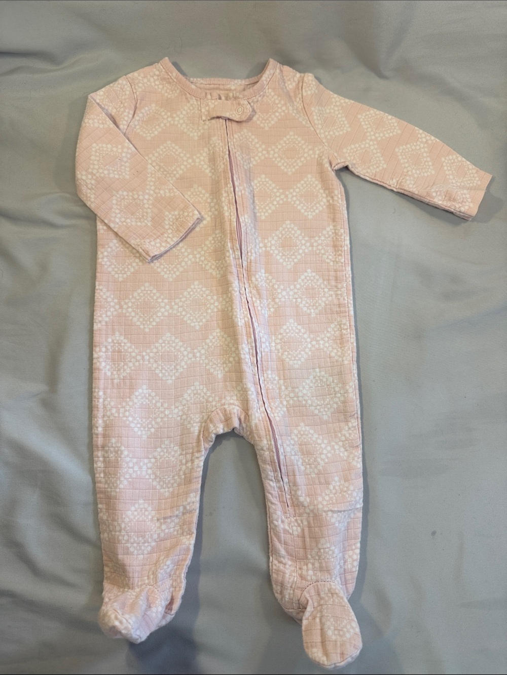 aden + anais Light Pink Diamond-Print Footed Pajama